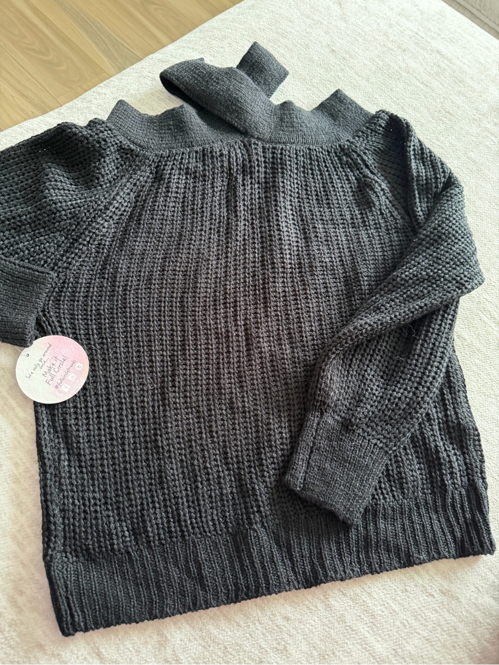 Cozy Black Ribbed Cut out Neck Sweater